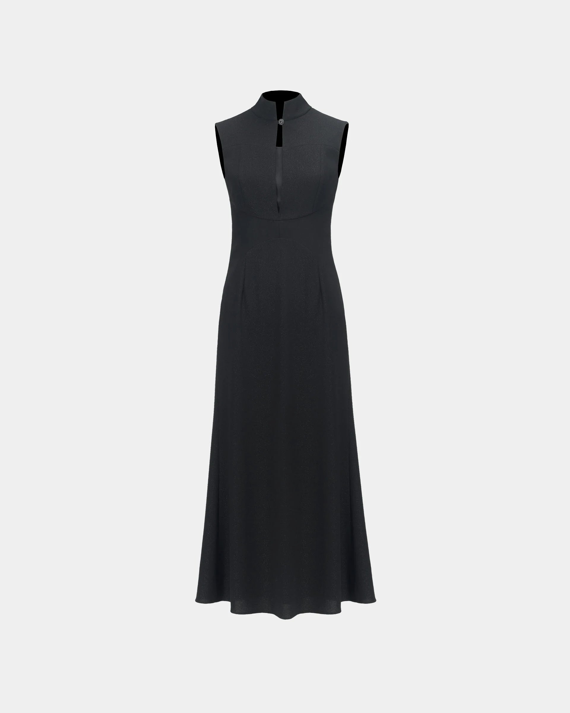 Mandarin-Collar Sleeveless Dress