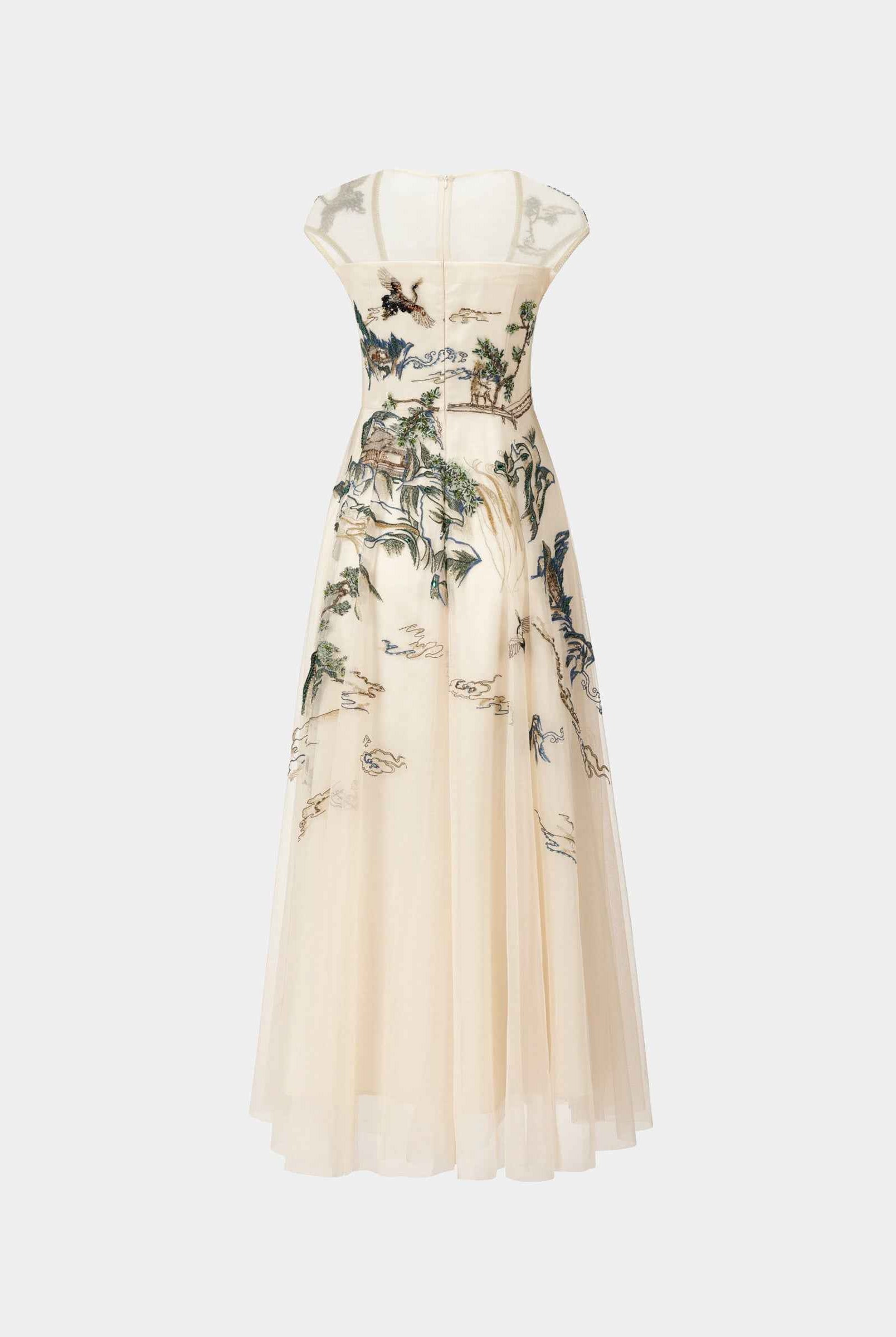 Riverscape High-Low Gown with Embroidery