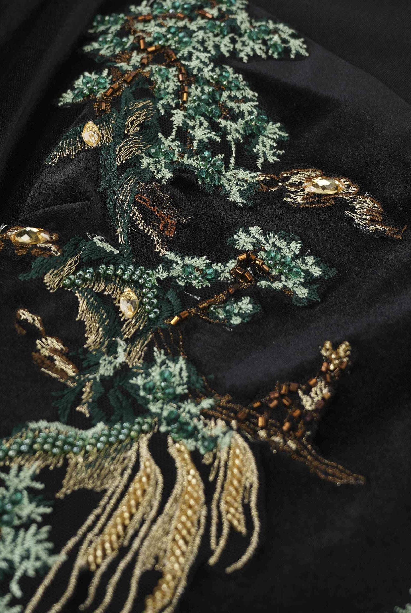 Riverscape Embroidered Cinched-Waist Dress