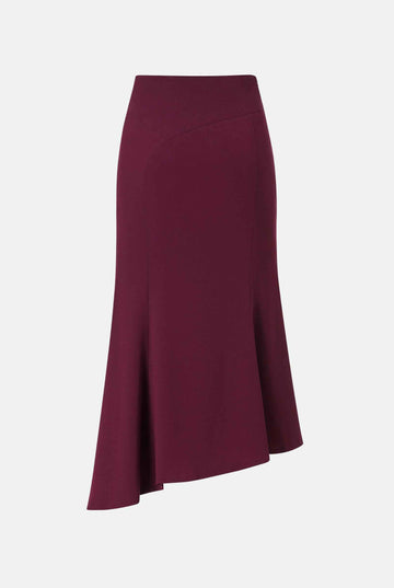 Asymmetrical Burgundy Midi Skirt