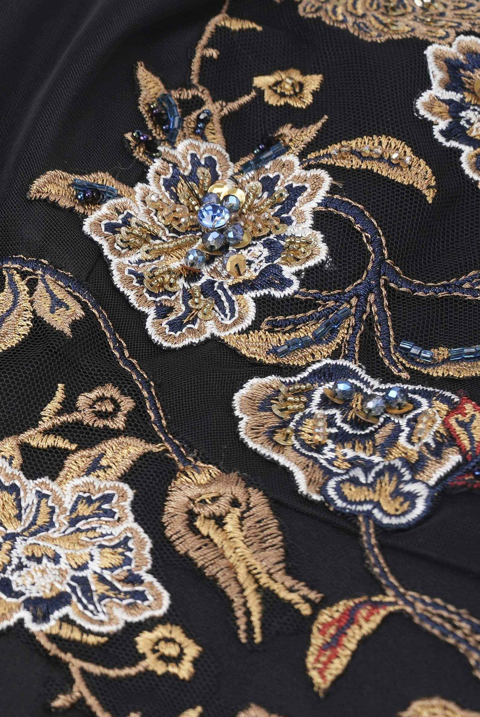 Embroidered High-Waist Gown