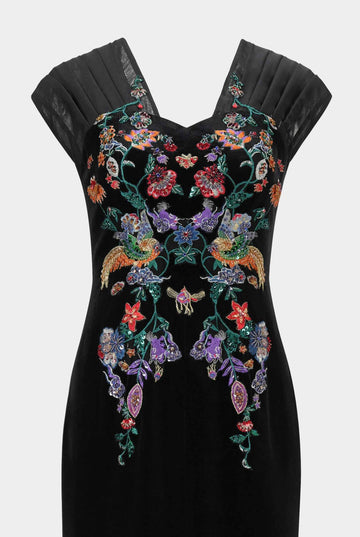 Customize : Phoenix Embroidered Gown with Pleated Shoulders