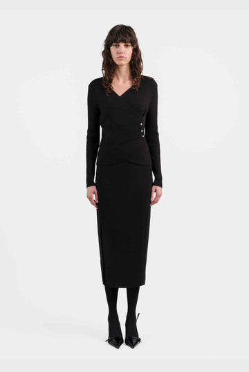 Black Tailored Pencil Skirt