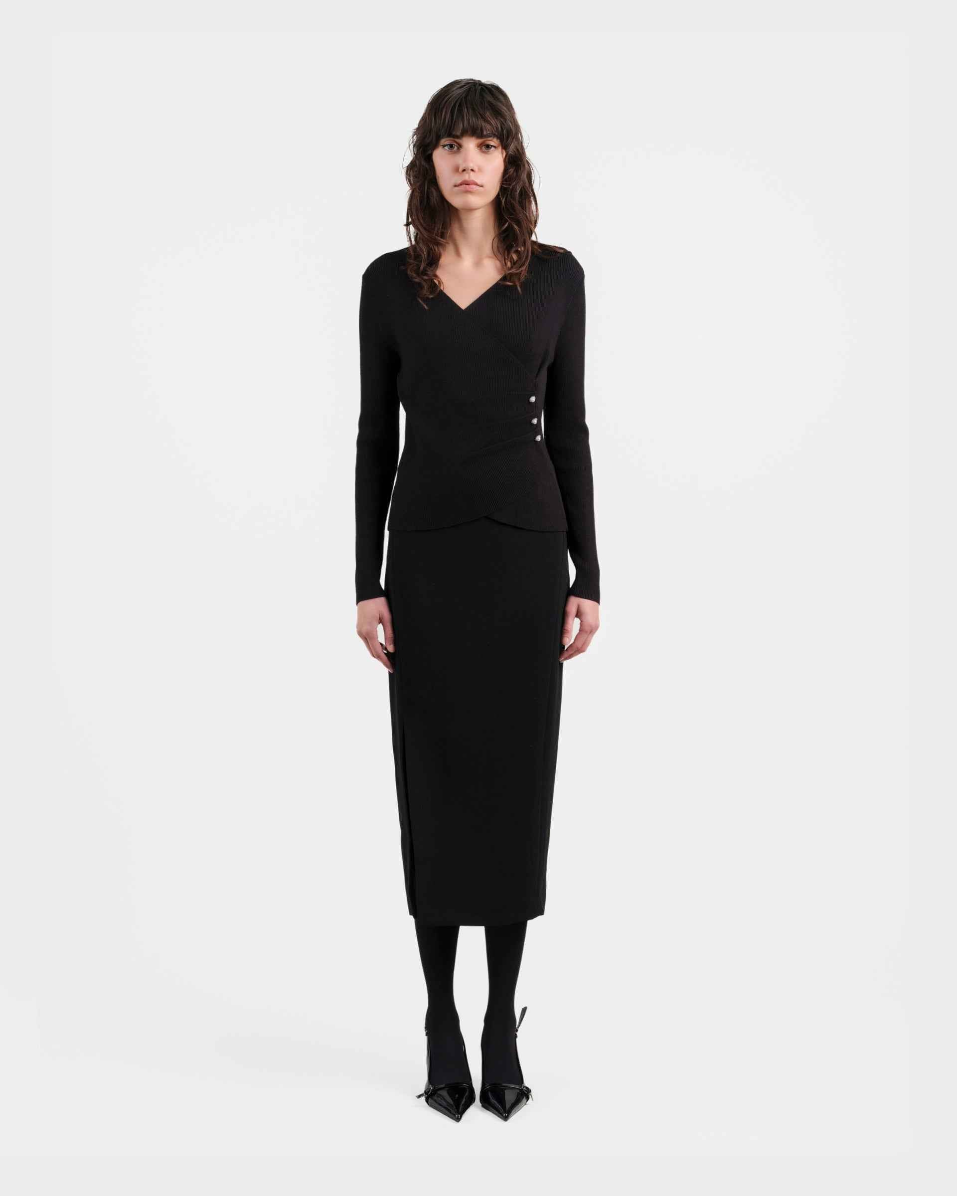 Black Tailored Pencil Skirt