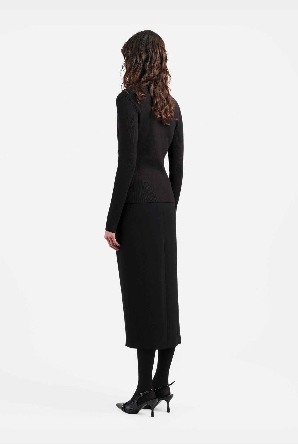 Black Tailored Pencil Skirt