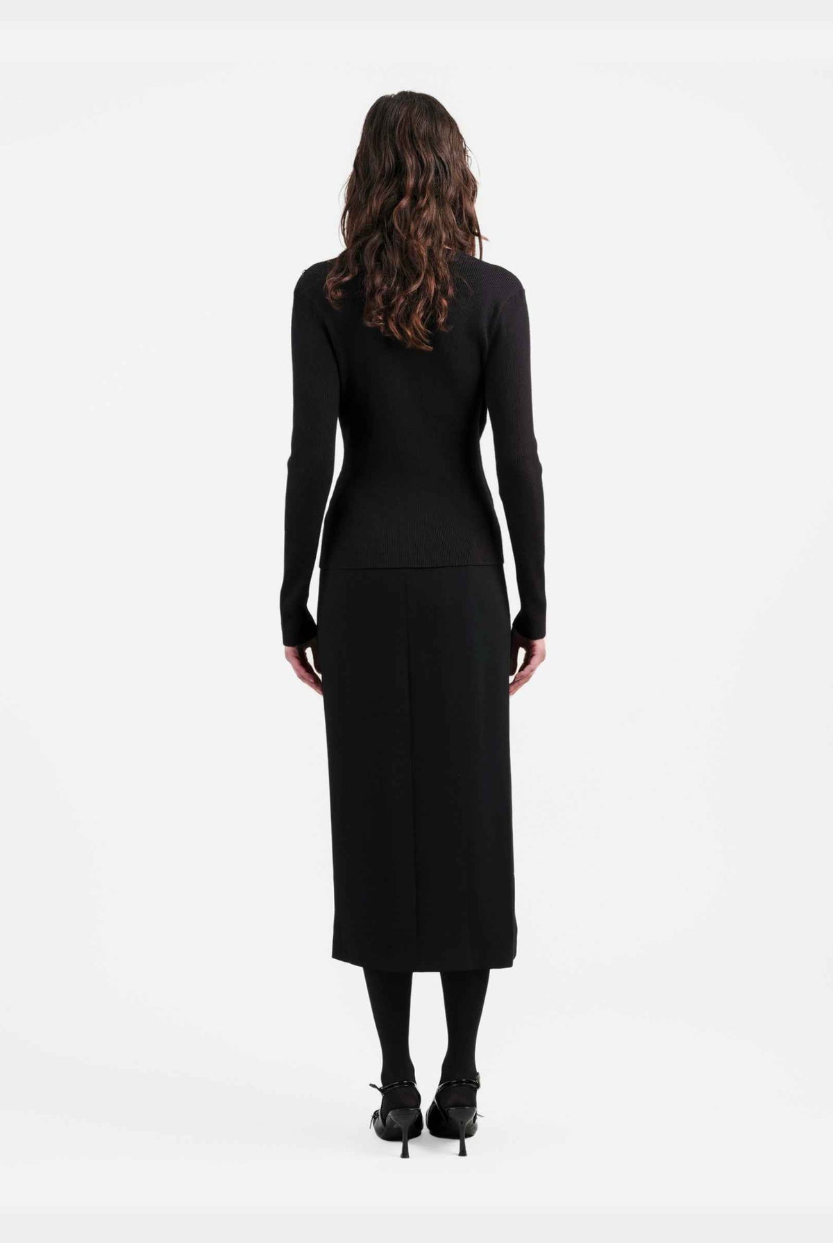 Black Tailored Pencil Skirt
