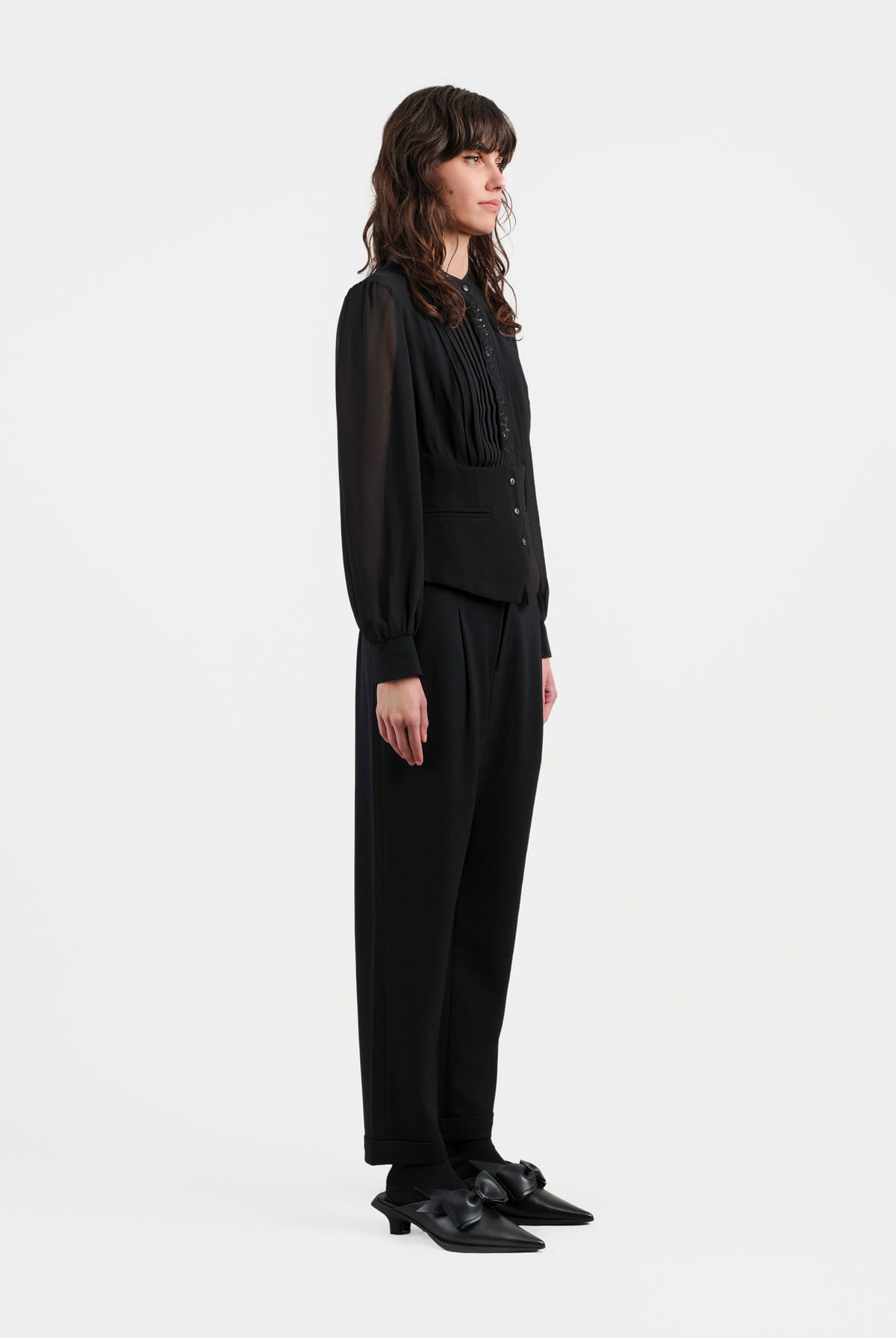 Navy Cropped Tapered Trousers - Sussiland