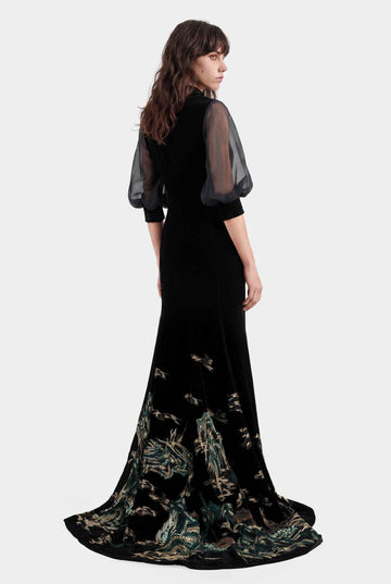 Customize : Black Riverscape Embroidered Gown