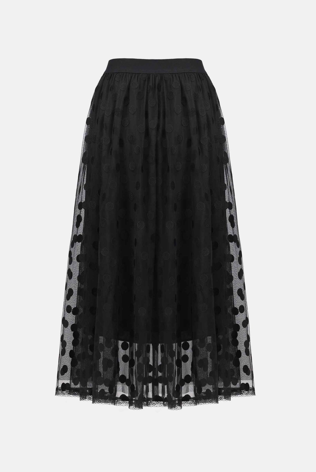 Vintage Polka Dot Rhinestone-Embellished Midi Skirt