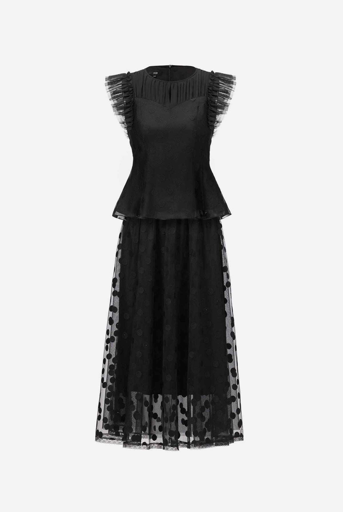 Casual Flutter-Sleeve Fitted Waist Top