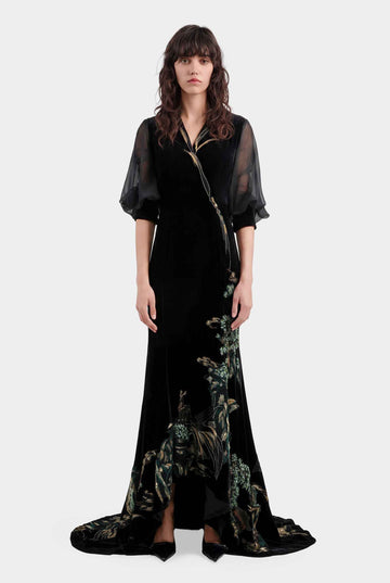 Customize : Black Riverscape Embroidered Gown