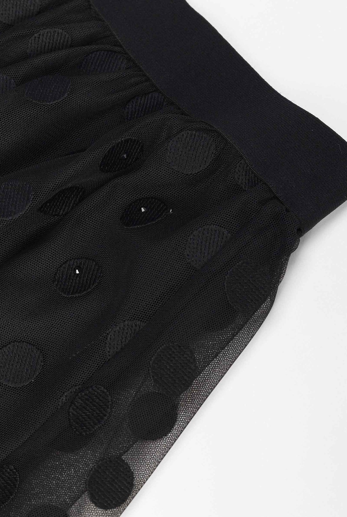 Vintage Polka Dot Rhinestone-Embellished Midi Skirt