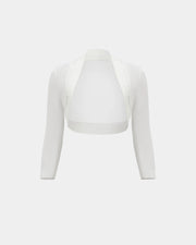 Crystal-Embellished Three-Quarter Sleeve Cropped Cardigan