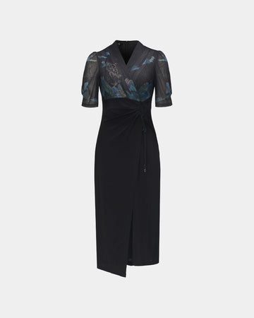 Ink-Landscape Wrap Dress