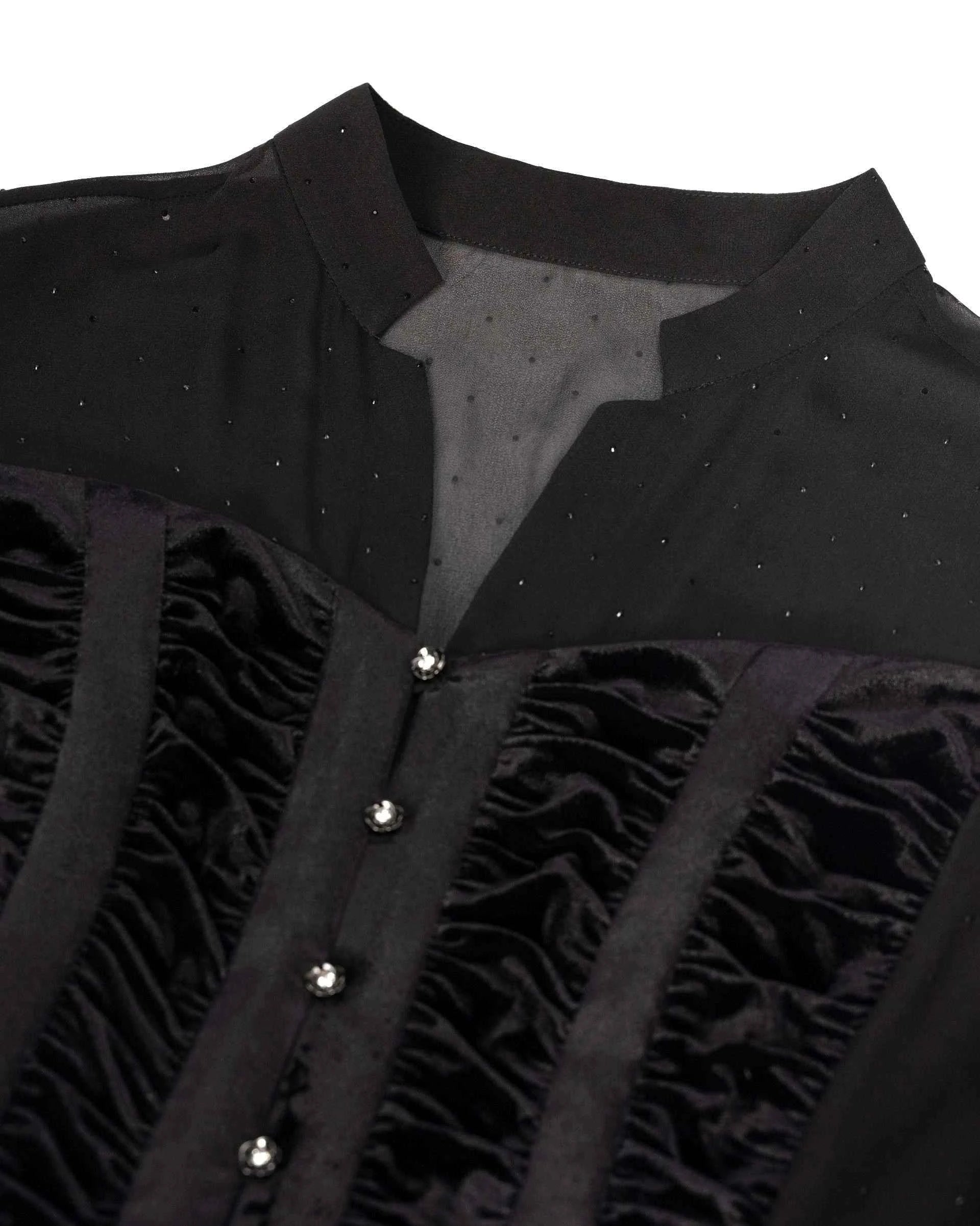 Lustrous-Onyx Velvet Top