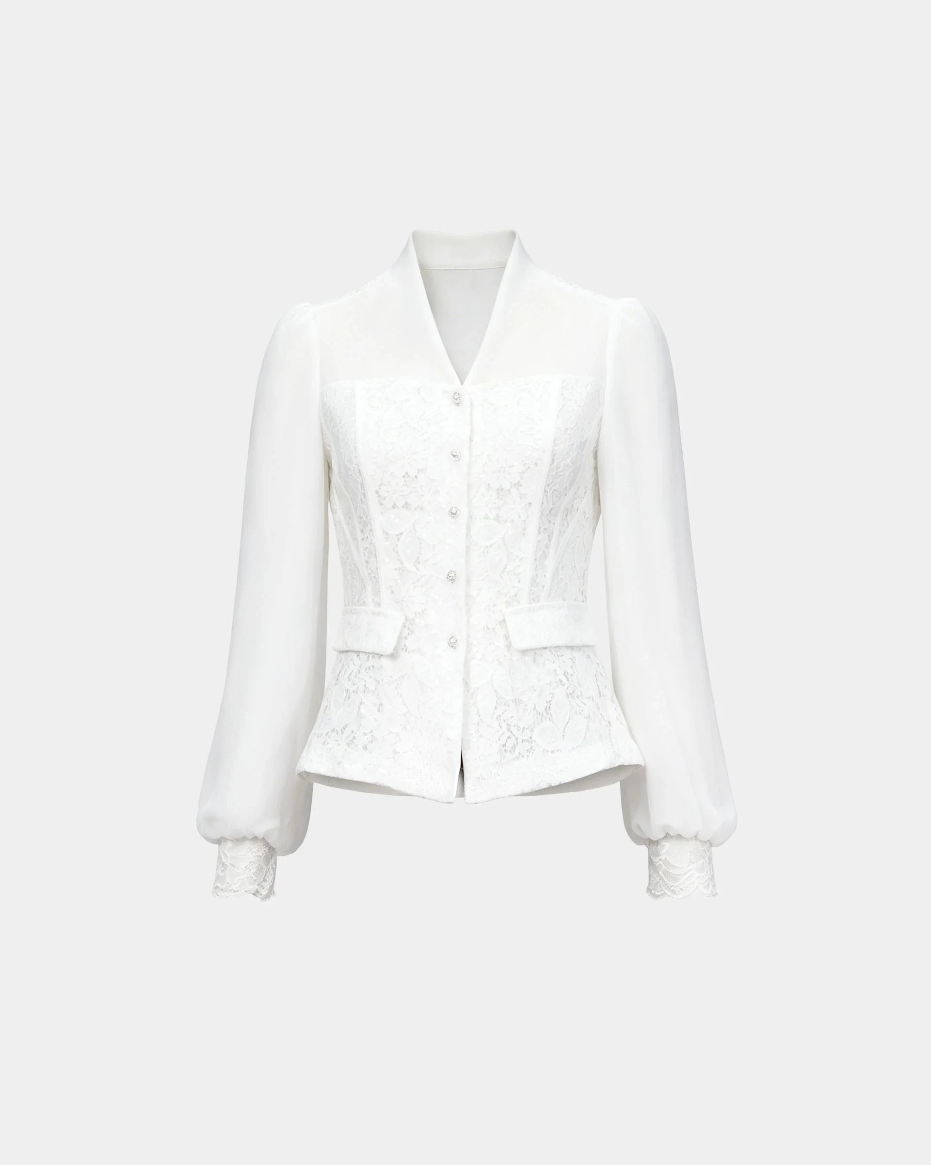 Sequined V-Neck Lace Top