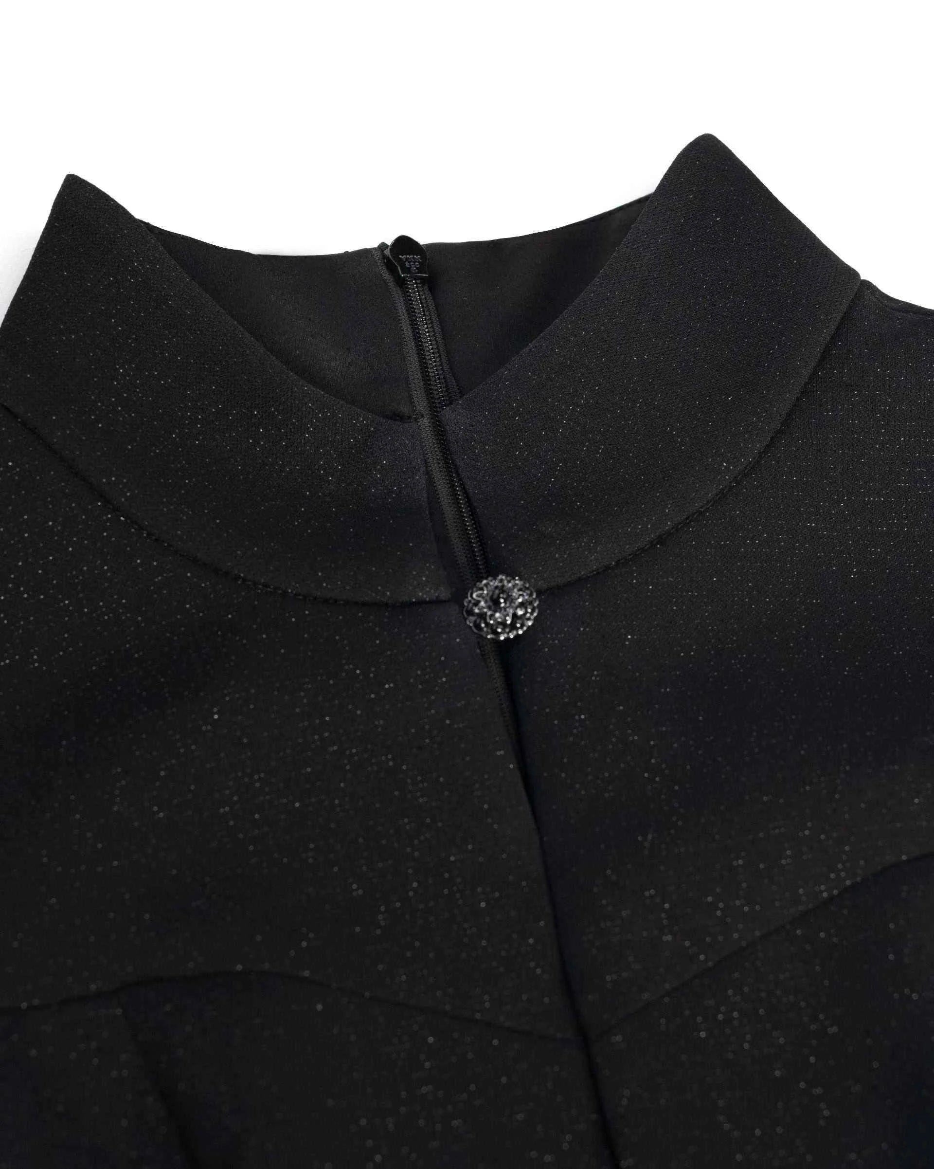 Mandarin-Collar Sleeveless Dress