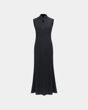Mandarin-Collar Sleeveless Dress