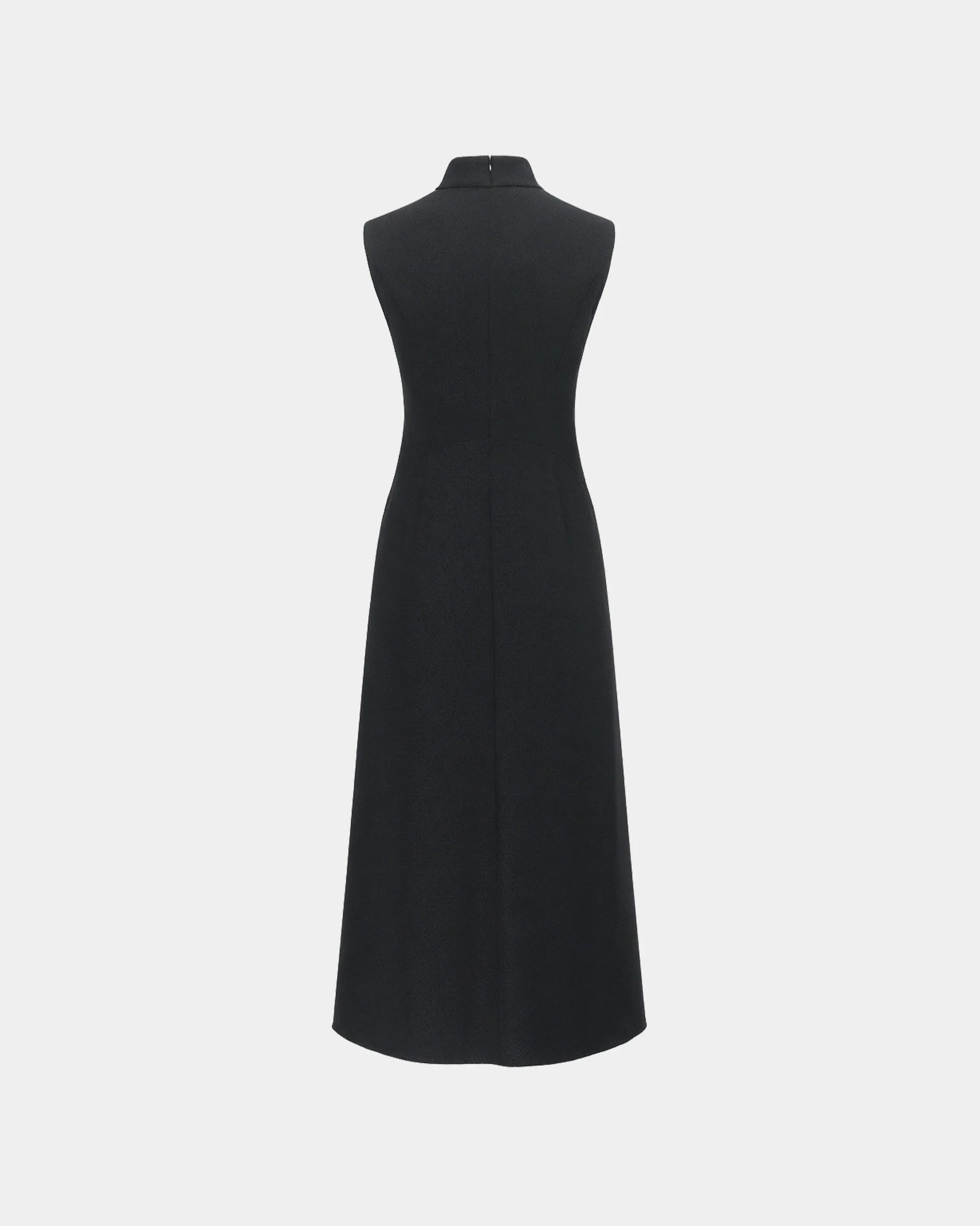 Mandarin-Collar Sleeveless Dress
