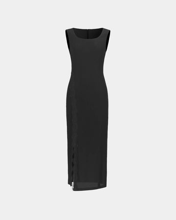 Lace-Slit Knit Dress