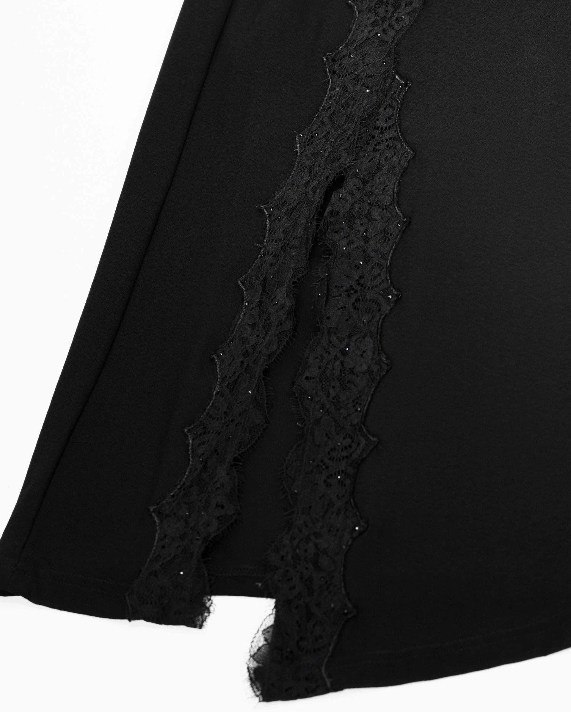 Lace-Slit Knit Dress