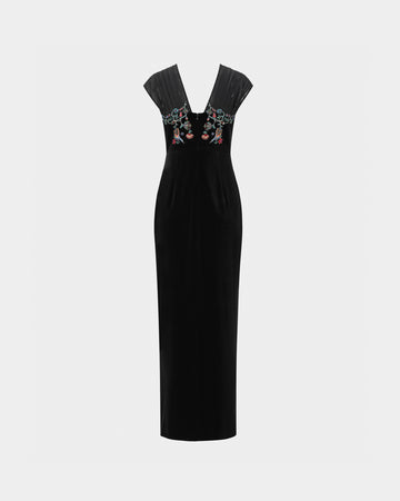 Phoenix Embroidered Gown with Pleated Shoulders - Sussiland