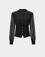 Modern Black Embroidered Blouse