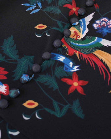 Phoenix Printed Midi Skirt with Flounce Hem