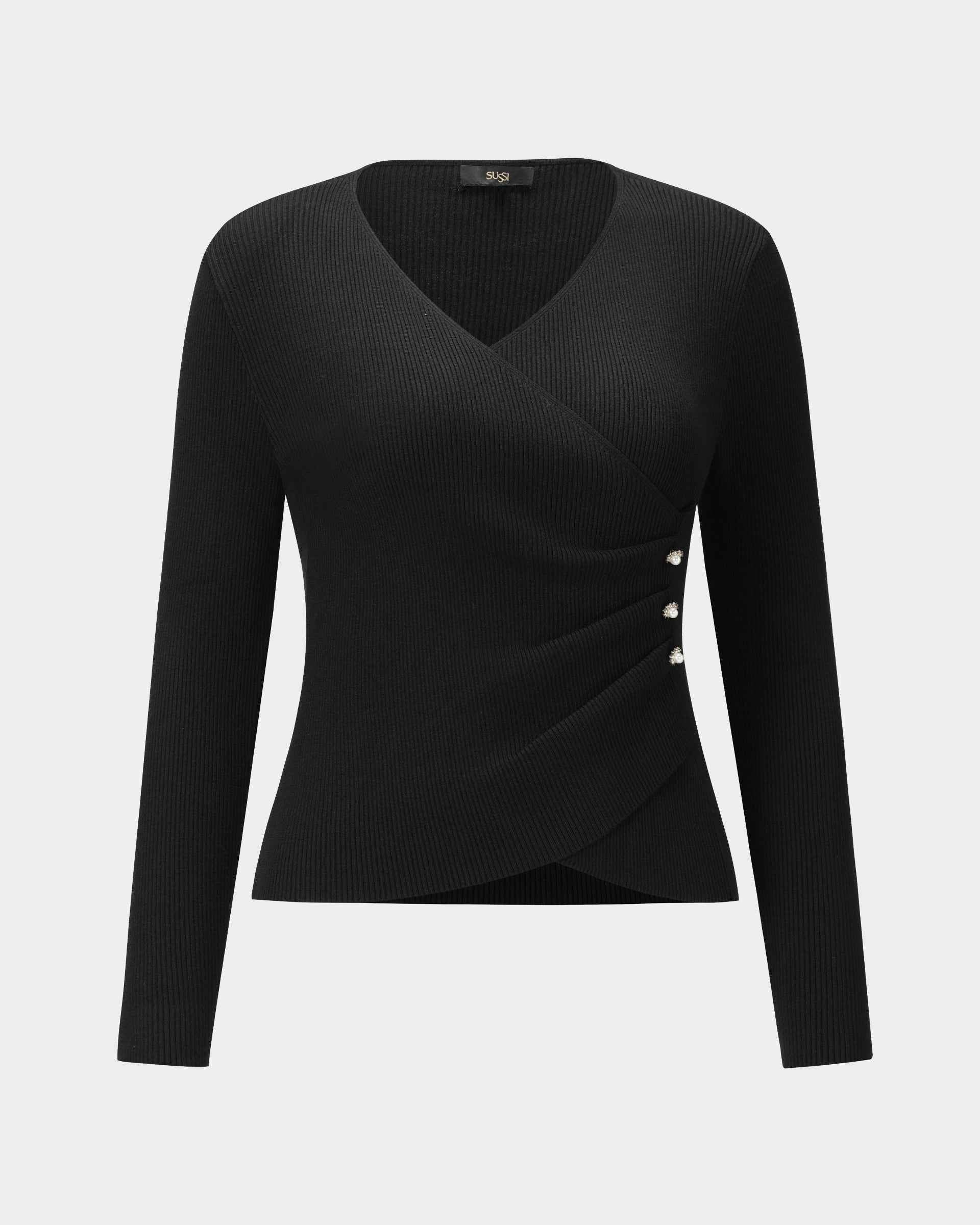 Noir Wrap-Around Knit Top