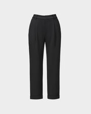 Navy Cropped Tapered Trousers