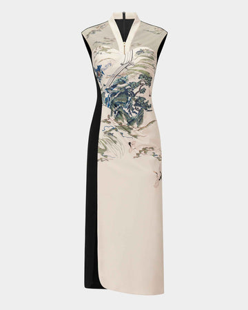 Riverscape Embroidered Midi Gown