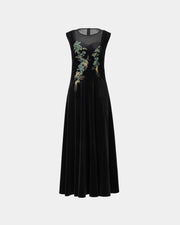 Riverscape Embroidered Cinched-Waist Dress