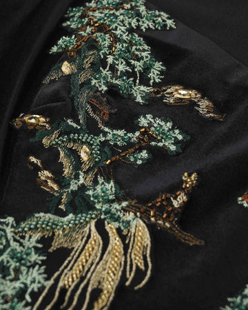 Riverscape Embroidered Cinched-Waist Dress