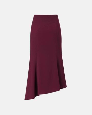 Asymmetrical Burgundy Midi Skirt