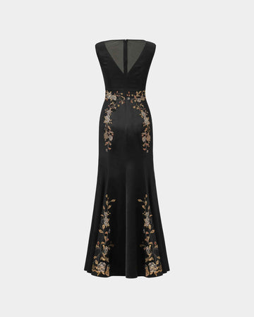 Embroidered High-Waist Gown