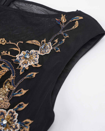Embroidered High-Waist Gown