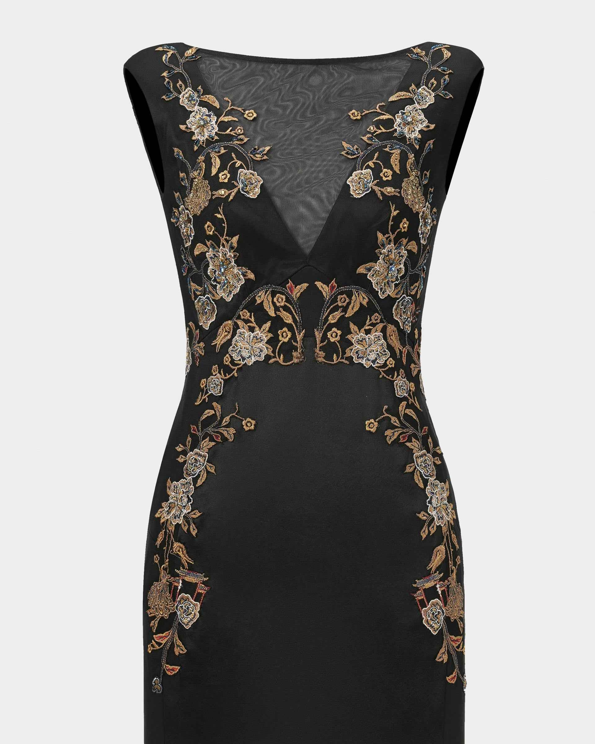 Embroidered High-Waist Gown