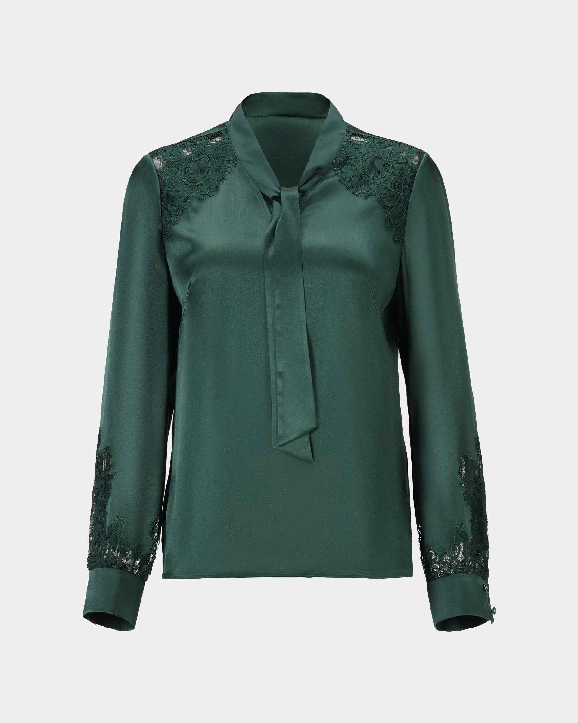 Emerald Silk-Twill Blouse