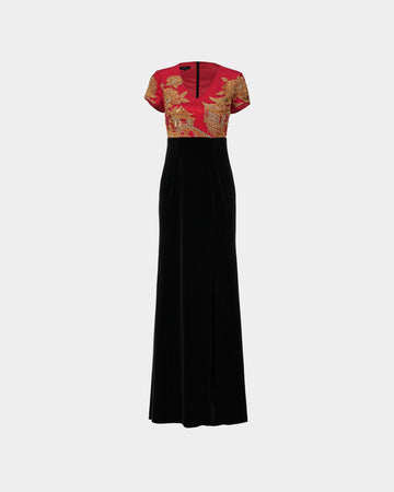 Chang'an Splendor Contrast Color Embroidered Gown - Sussiland