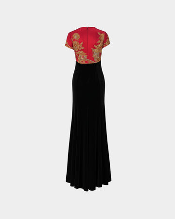 Chang'an Splendor Contrast Color Embroidered Gown - Sussiland