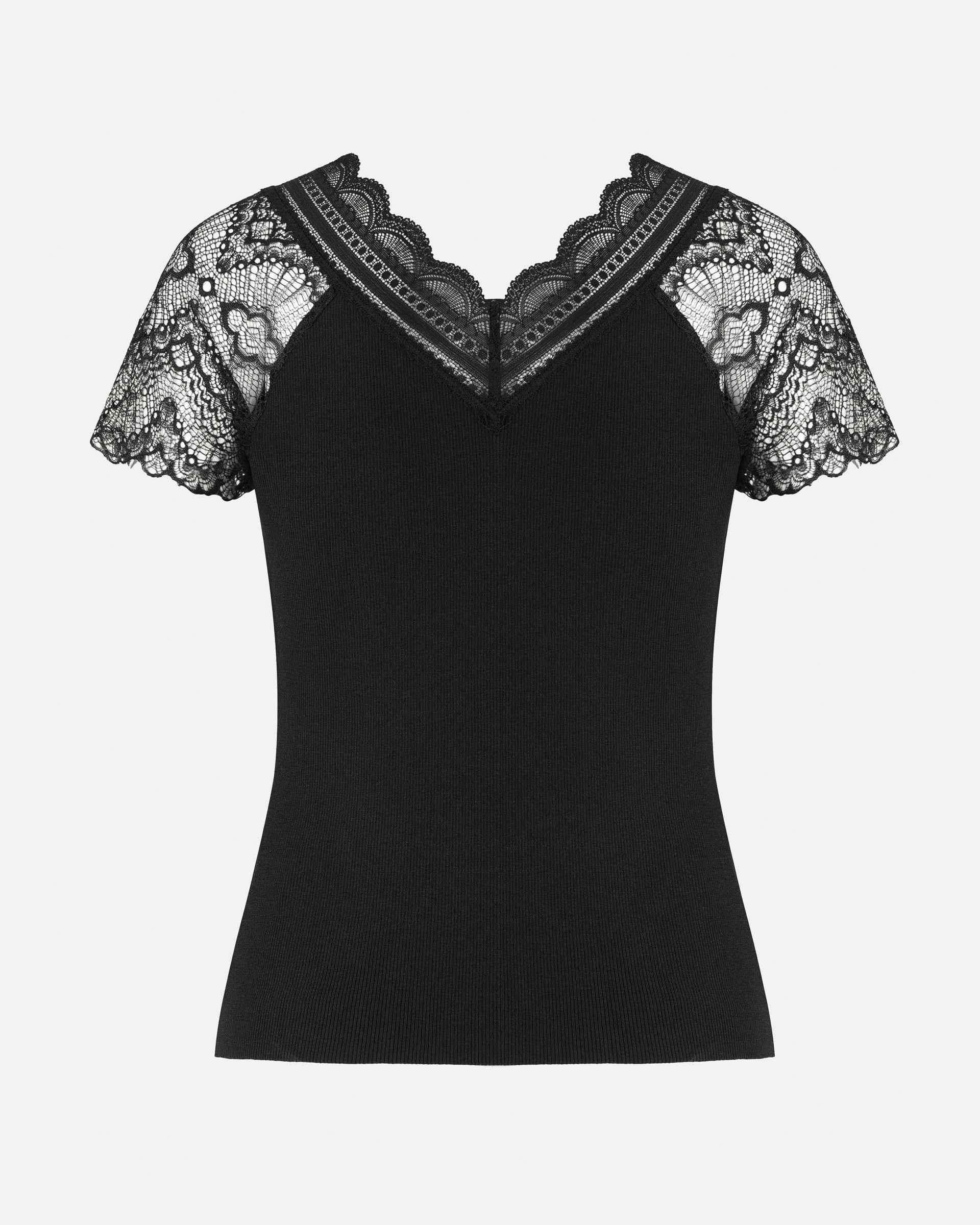 Floral Trim Knit Top