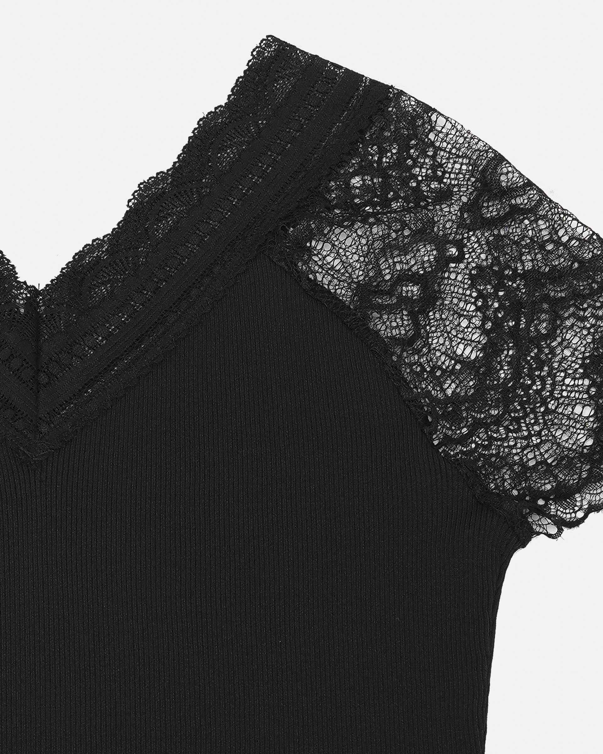 Floral Trim Knit Top