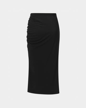 Black Ruched Midi Skirt - Sussiland