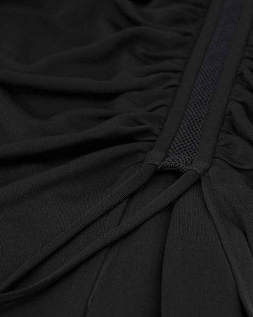 Black Ruched Midi Skirt