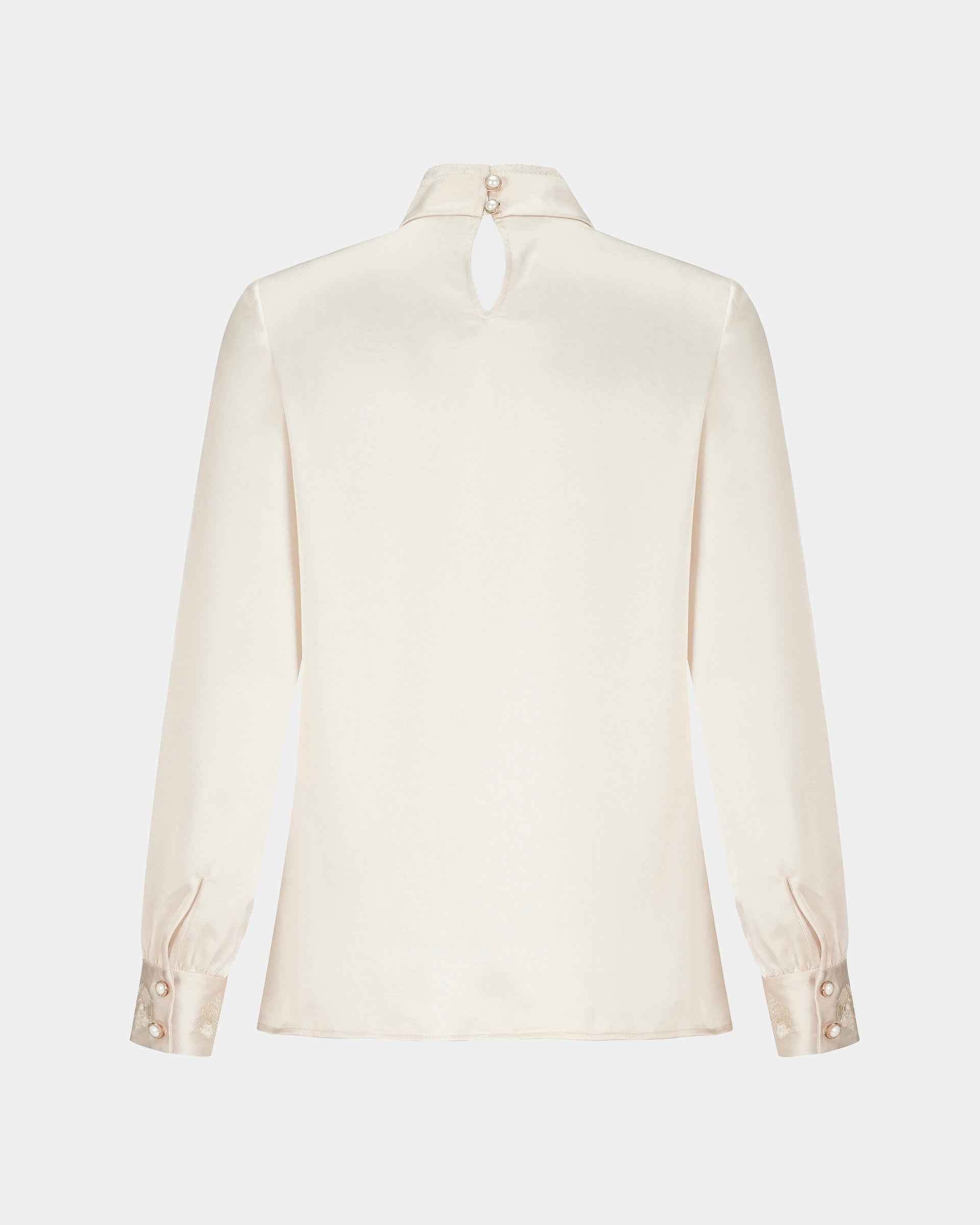 Sculpted Collar Long-Sleeve Blouse
