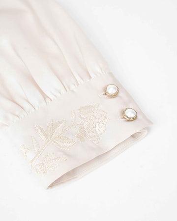 Sculpted Collar Long-Sleeve Blouse