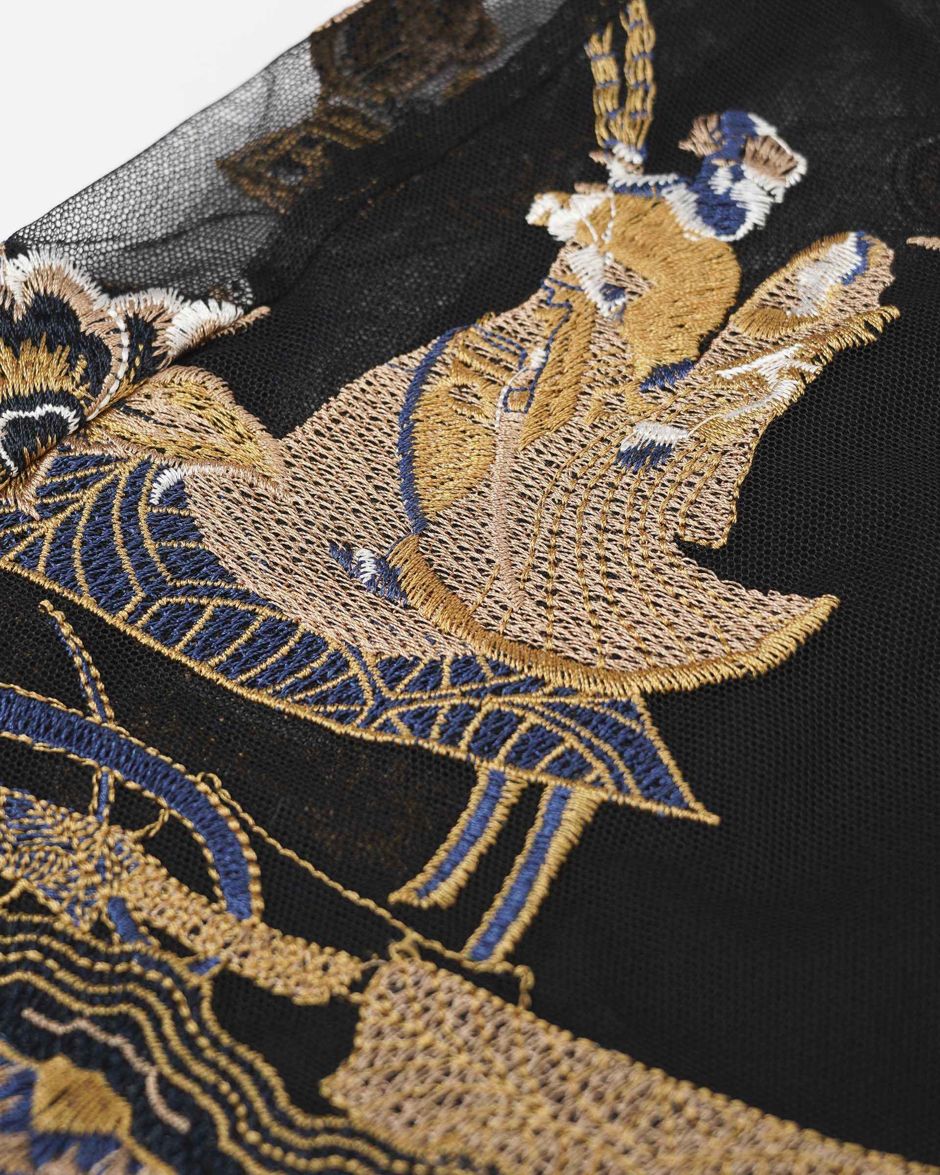 Embroidered Black Mesh Skirt