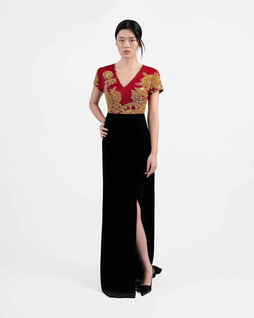 Chang'an Splendor Contrast Color Embroidered Gown