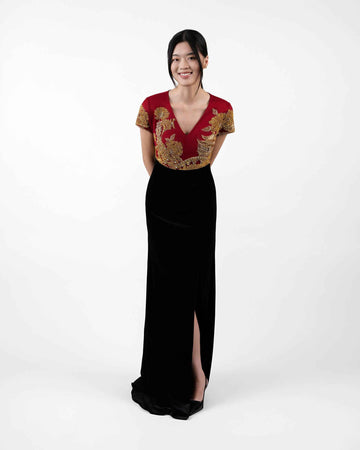 Chang'an Splendor Contrast Color Embroidered Gown