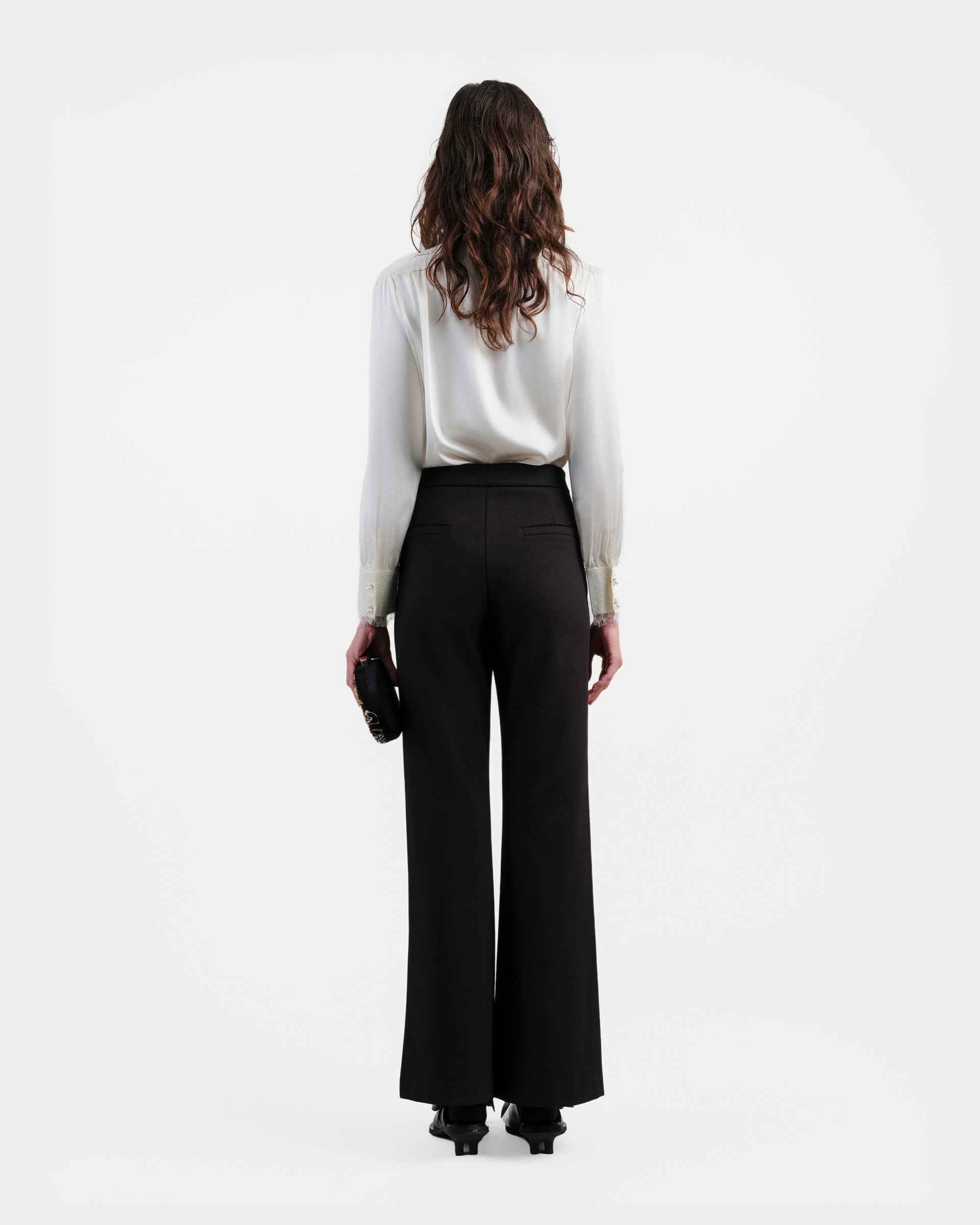 Black Wide-Leg Cropped Trousers